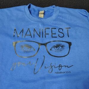 Manifest Your Vision Gildan Heavy Blend Custom Blue Sweatshirt Size Unisex 2XL